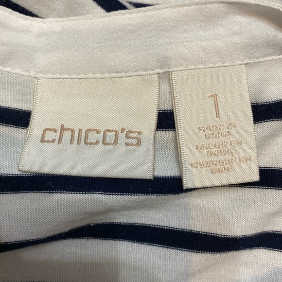 Chico’s sequence white/blue stripes Tunic -  Size 1 - Picture 5 of 12